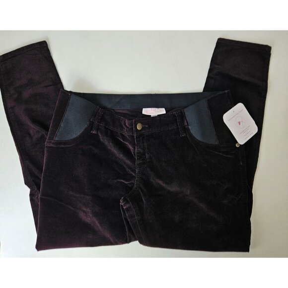 Isabel Maternity Burgundy Skinny Corduroy Pants - Picture 3 of 9